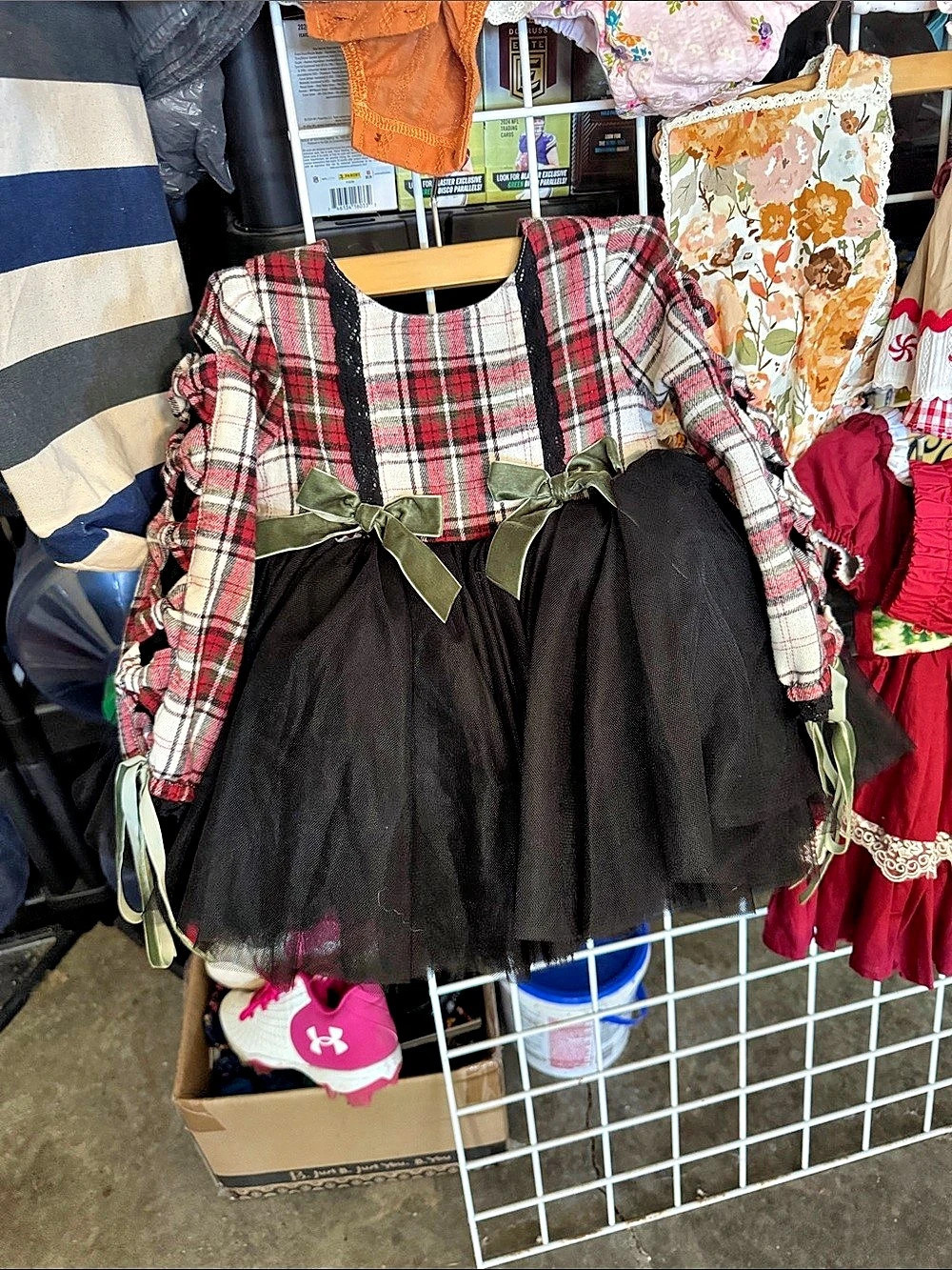 Reina Monroe Kids High End Boutique Plaid Tulle Christmas Dress